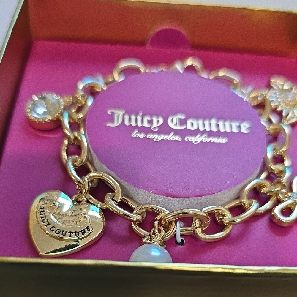 Juicy Couture Gold Heart Charm Bracelet